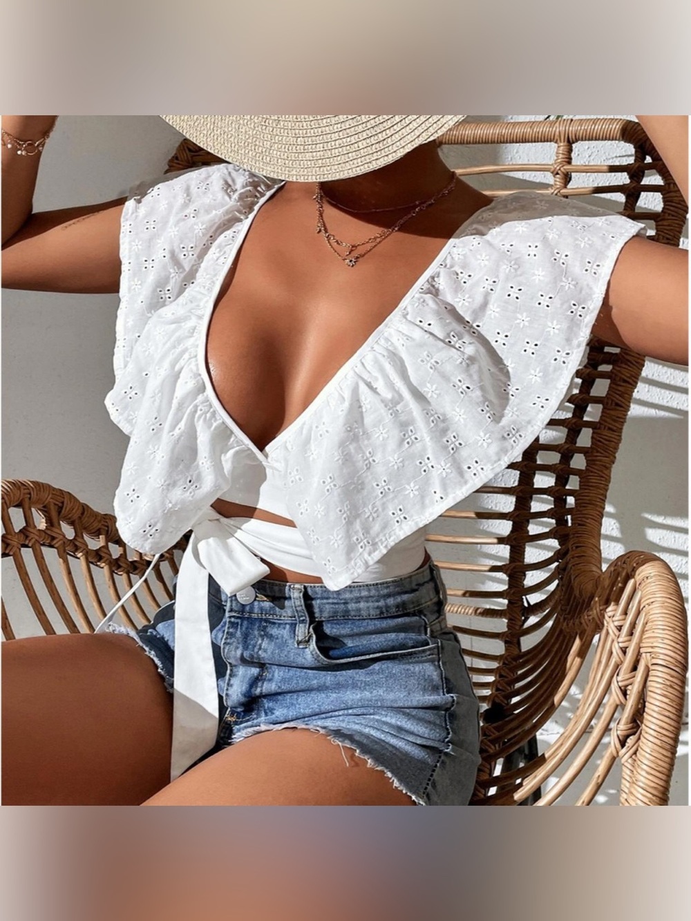 Ruffle Tie-Back Crop Top - New